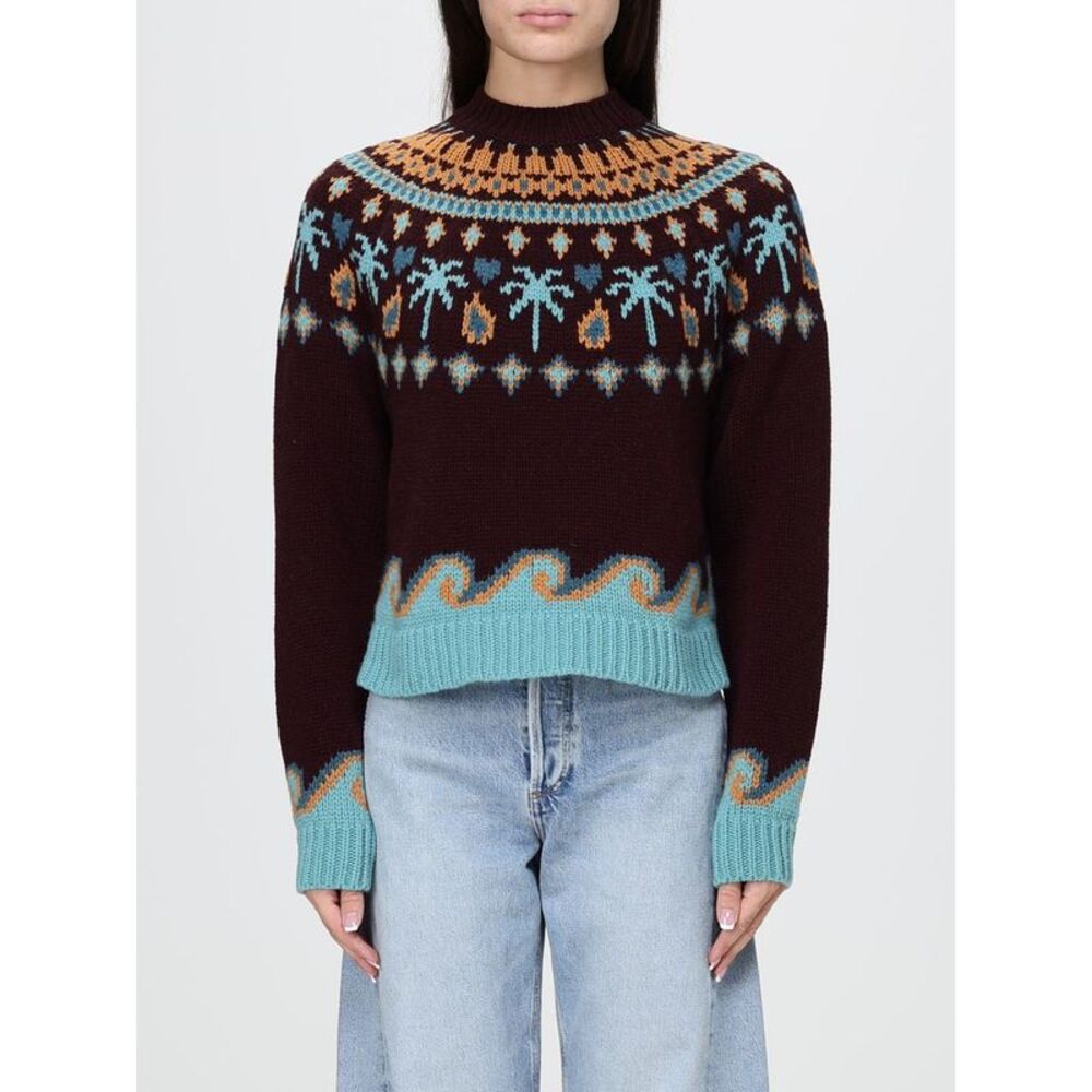 Alanui Women Alanui Crewneck Jumper In Virgin Wool With Ethnic Jacquard Motif